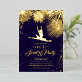 Ballerina Fireworks Stars Sparks Sweet 16 Gold Folie Uitnodiging (Staand Voorkant)