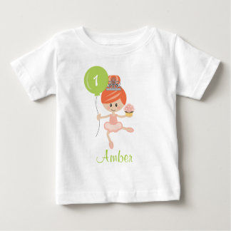 Ballerina First Birthday T-shirt 1st Redhead