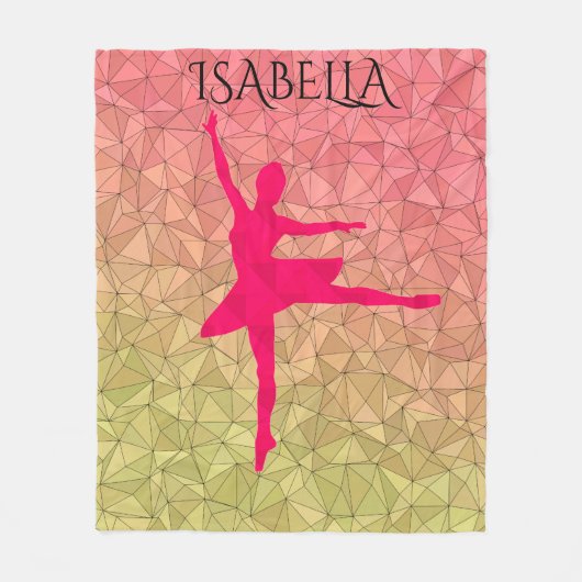 Ballerina fleece deken, gepersonaliseerd met naam. (Voorkant)