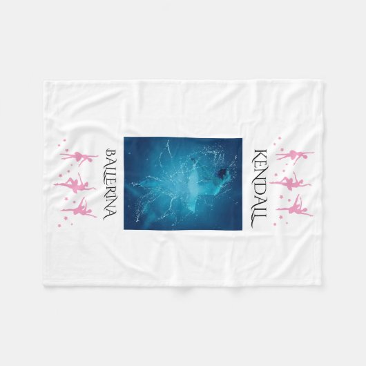 Ballerina fleece deken met een gepersonaliseerde n (Voorkant (Horizontaal))