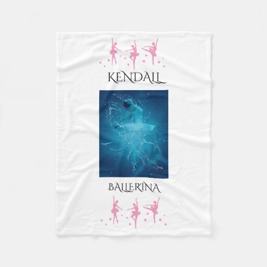 Ballerina fleece deken met een gepersonaliseerde n (Voorkant)