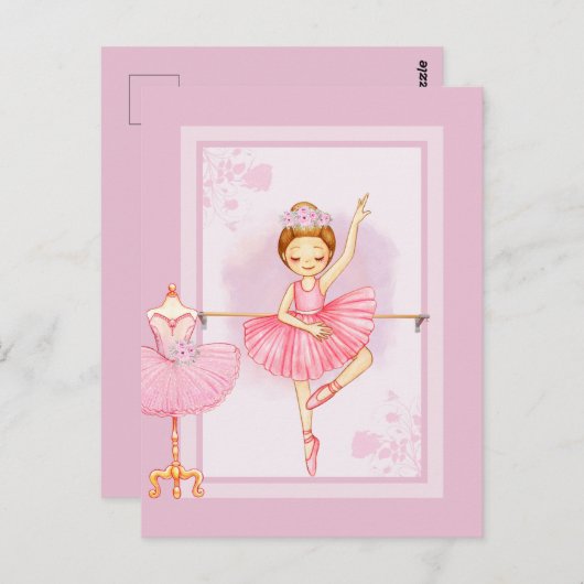 Ballerina flora uitnodiging (Voorkant / Achterkant)