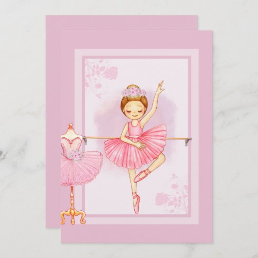 Ballerina flora uitnodiging (Voorkant / Achterkant)