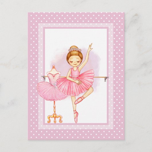Ballerina floraI polka dots Invitation Briefkaart (Voorkant)