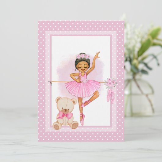Ballerina floraI polka stippen Uitnodigingskaart Kaart (Staand voorkant)