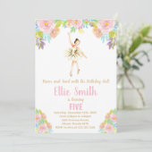 Ballerina Floral Birthday-uitnodigingen Kaart (Staand voorkant)