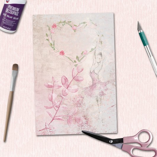 Ballerina Floral Botanical Heart Decoupage Tissuepapier