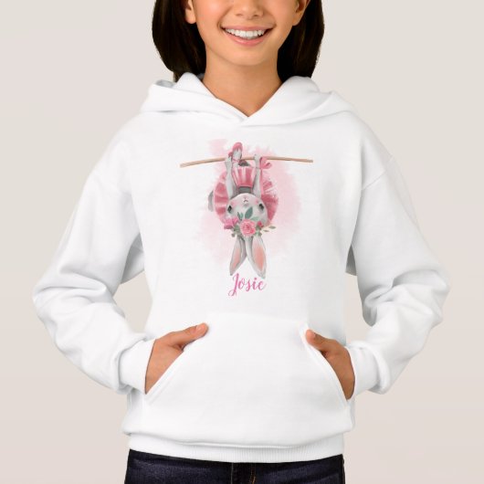 Ballerina Floral Bunny Girls Hoodie (Voorkant)