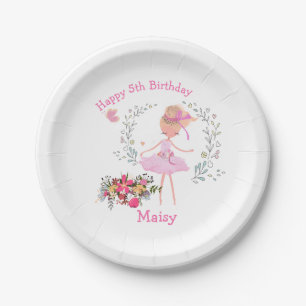 Ballerina Floral Design Birthday Party Papieren Bordje