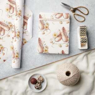 Ballerina Floral Waterverf Baby shower Cadeaupapier