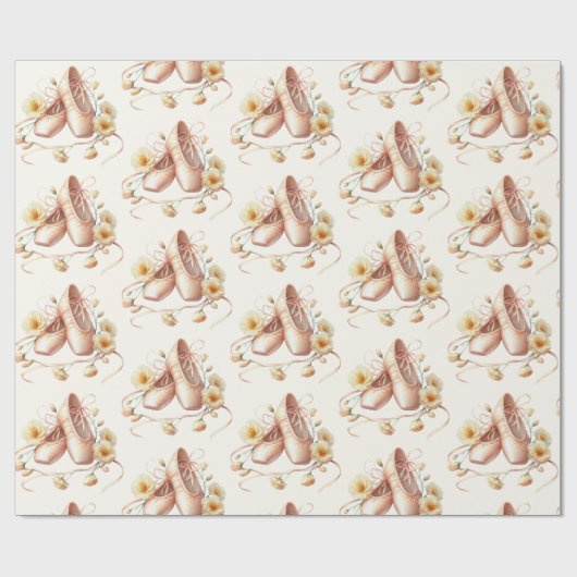 Ballerina Floral Waterverf Baby shower Cadeaupapier (Vlak)