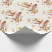 Ballerina Floral Waterverf Baby shower Cadeaupapier (Hoek)