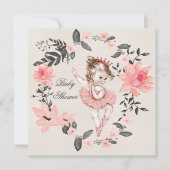 Ballerina Floral Waterverf Wreath Baby shower Kaart (Voorkant)