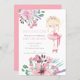 Ballerina Florals Meisje 8e Verjaardagsfeest Kaart