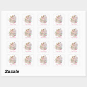 Ballerina Florals Roze Meisje 4e Verjaardagsfeest Vierkante Sticker (Vel)
