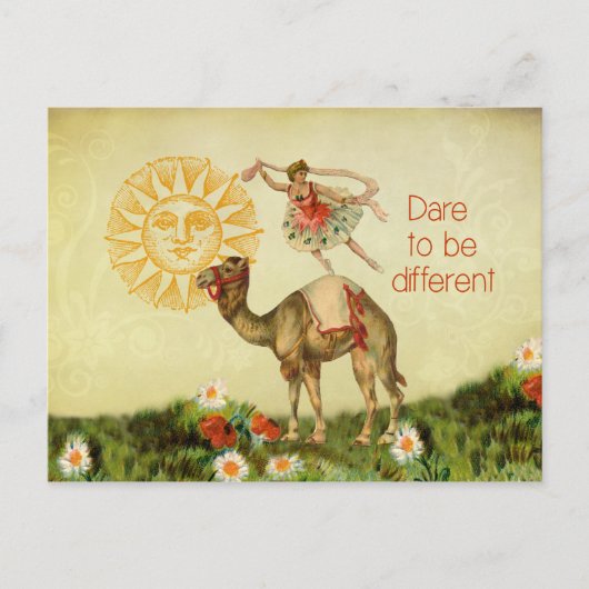  Ballerina, Flowers en Camel Collage Briefkaart (Voorkant)