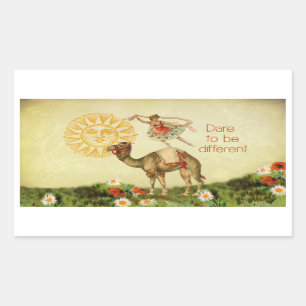  Ballerina, Flowers en Camel Collage Rechthoekige Sticker