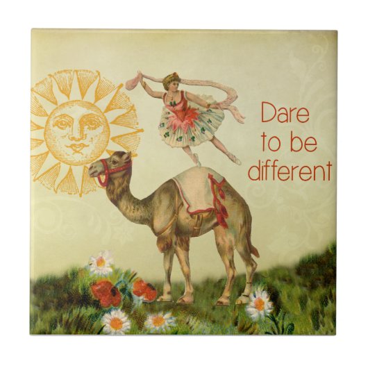 Ballerina, Flowers en Camel Collage Tegeltje (Voorkant)