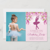 Ballerina foto roze verjaardag kaart (Voorkant)