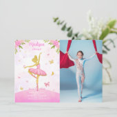ballerina foto uitnodiging  (Staand voorkant)