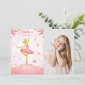 Ballerina foto uitnodiging (Staand voorkant)