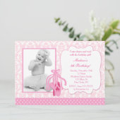 Ballerina foto verjaardagsuitnodiging kaart (Staand voorkant)
