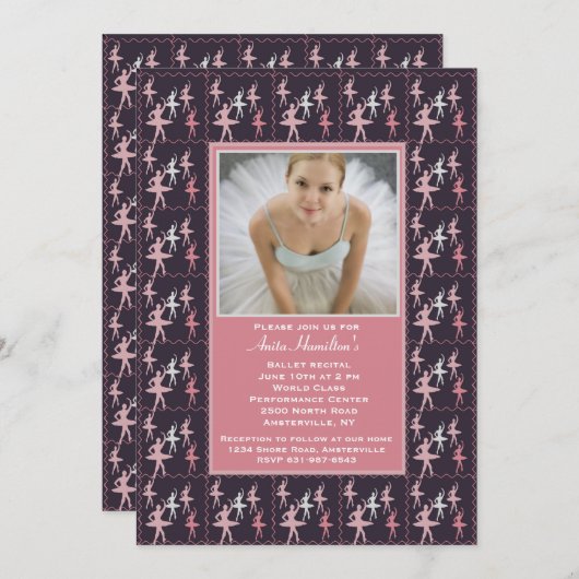 Ballerina Fotouitnodiging Kaart (Voorkant / Achterkant)