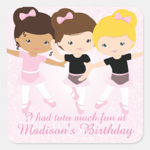 Ballerina Friends Birthday Party Custom Favor Vierkante Sticker
