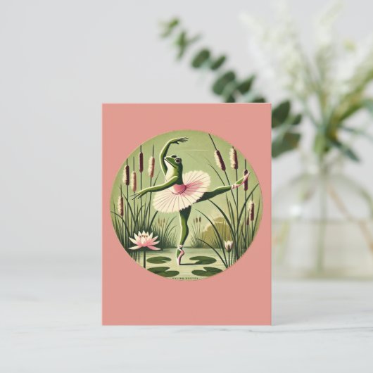 Ballerina Frog Briefkaart (Staand voorkant)