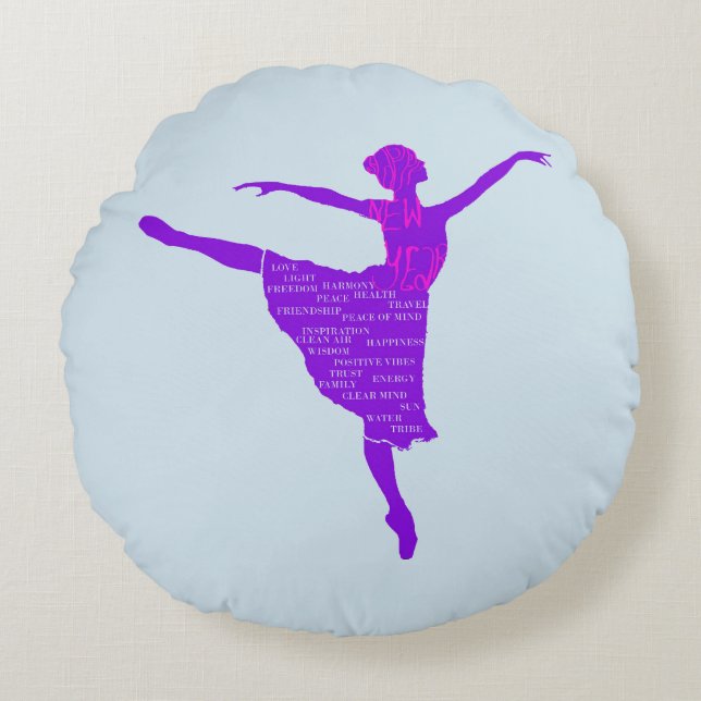 Ballerina  Geborsteld polyester ronde kussensloop Rond Kussen (Voorkant)