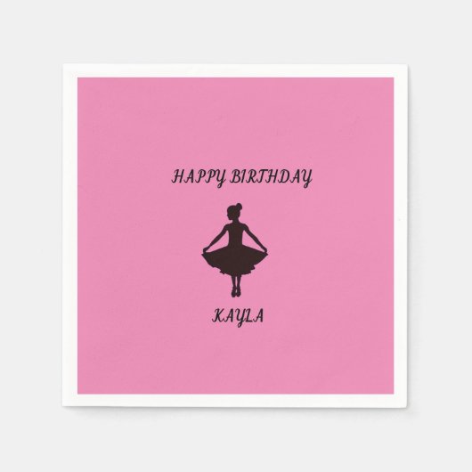Ballerina-gelukkige verjaardagskruiten met naam. servet (Voorkant)