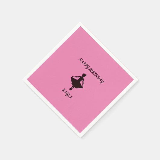 Ballerina-gelukkige verjaardagskruiten met naam. servet (Hoek)