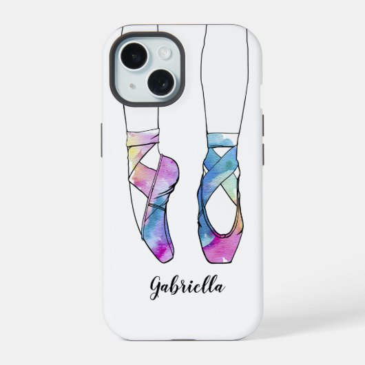 Ballerina Gepersonaliseerde Ballet iPhone 15 Case (Achterkant)