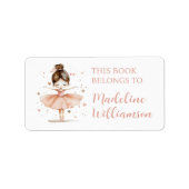 Ballerina Gepersonaliseerde Girly Boek Bord Naam L Etiket (Voorkant)