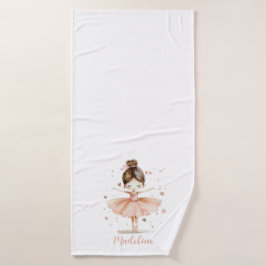 Ballerina gepersonaliseerde naam Girly Badhanddoek