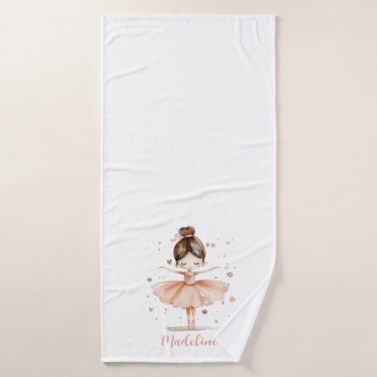 Ballerina gepersonaliseerde naam Girly Badhanddoek (Badhanddoek)