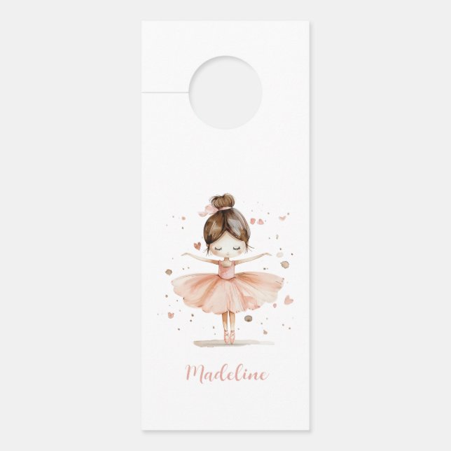Ballerina gepersonaliseerde naam Girly Deurhanger (Voorkant)