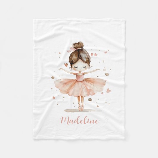 Ballerina gepersonaliseerde naam Girly Fleece Deken (Voorkant)
