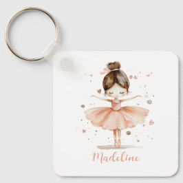 Ballerina gepersonaliseerde naam Girly Sleutelhanger