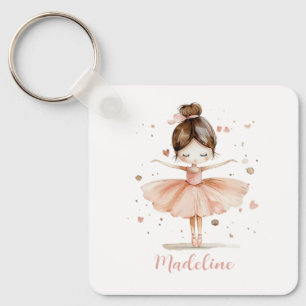 Ballerina gepersonaliseerde naam Girly Sleutelhanger