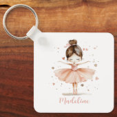 Ballerina gepersonaliseerde naam Girly Sleutelhanger (Voorkant)