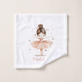 Ballerina gepersonaliseerde naam Girly Washandje