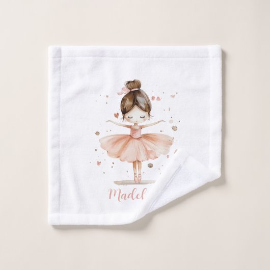 Ballerina gepersonaliseerde naam Girly Washandje (Wasdoekje)