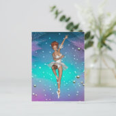 Ballerina Gepilde parels Blauwgroen en Paars Briefkaart (Staand voorkant)