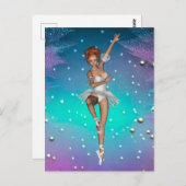 Ballerina Gepilde parels Blauwgroen en Paars Briefkaart (Voorkant / Achterkant)