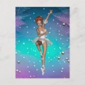 Ballerina Gepilde parels Blauwgroen en Paars Briefkaart (Voorkant)