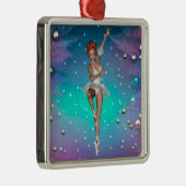 Ballerina Gepilde parels Blauwgroen en Paars Metalen Ornament (Rechts)