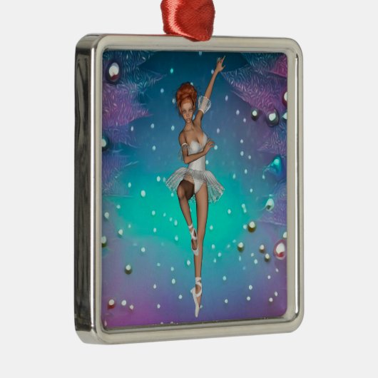 Ballerina Gepilde parels Blauwgroen en Paars Metalen Ornament (Rechts)