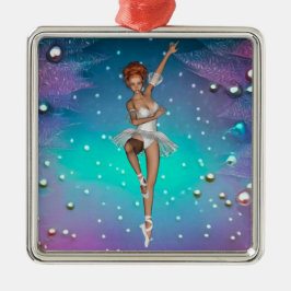 Ballerina Gepilde parels Blauwgroen en Paars Metalen Ornament