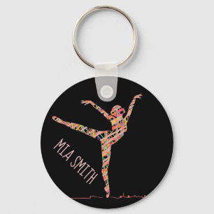 Ballerina gift gepersonaliseerde naam sleutelhanger